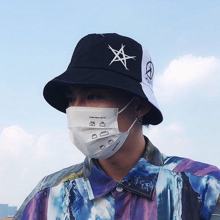 Nón tai bèo THE CAPAL họa tiết graffiti màu trắng đen thời trang unisex