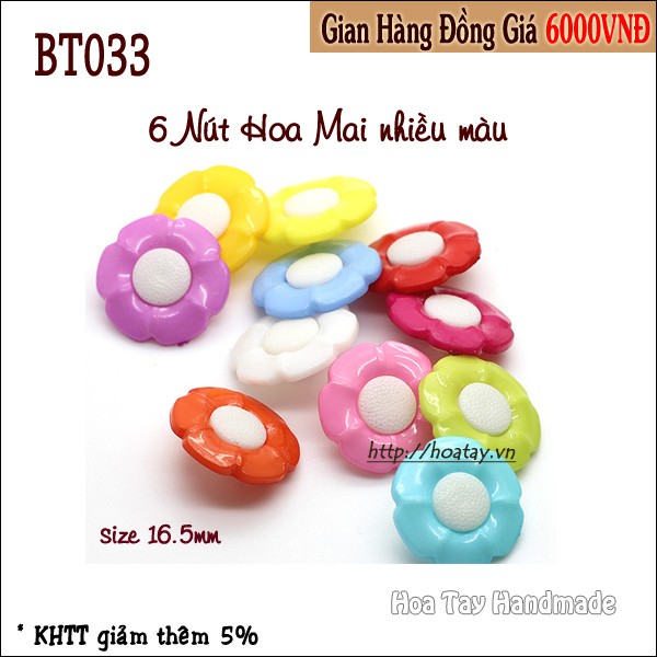 Nút Áo Hoa Mai nhiều màu BT033