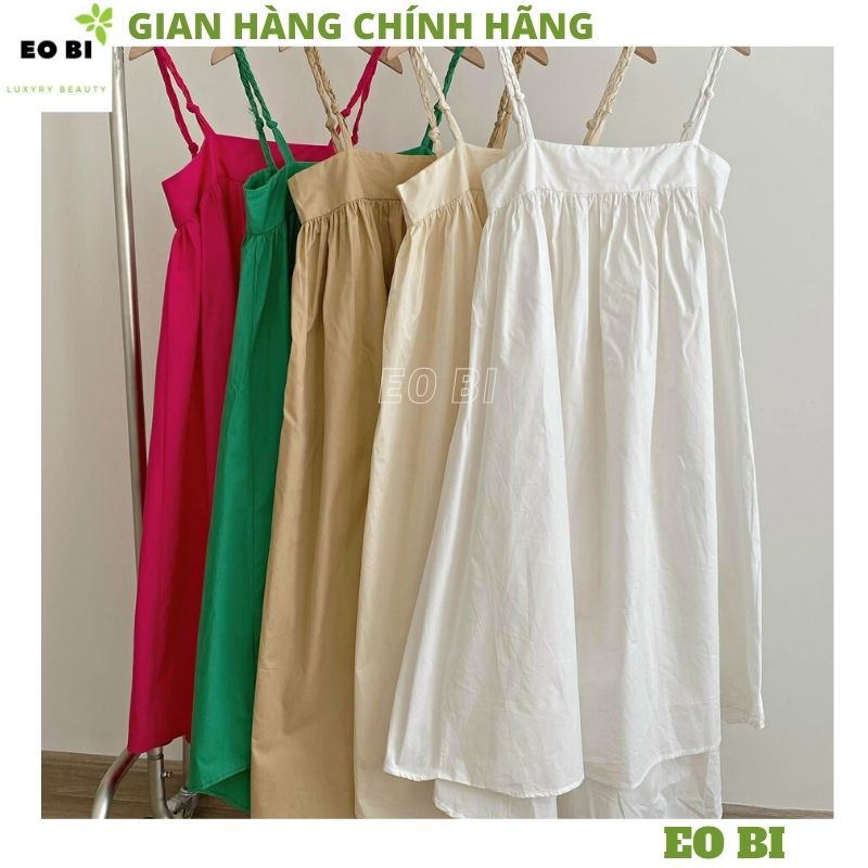 Đầm 2 dây babydoll 4 mầu V11 váy maxi đi biển kiểu dáng hàn quốc ulzzang tiểu thư dễ thương ulzzang -EOBI