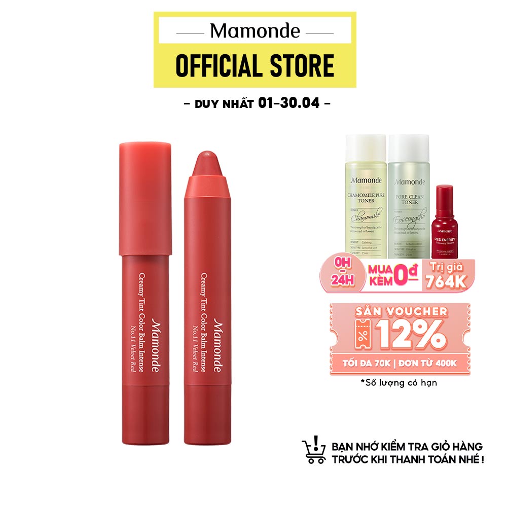 Son bút chì 3 in 1 cho bờ môi mềm mượt Mamonde Creamy Tint Color Balm Intense 2.5g