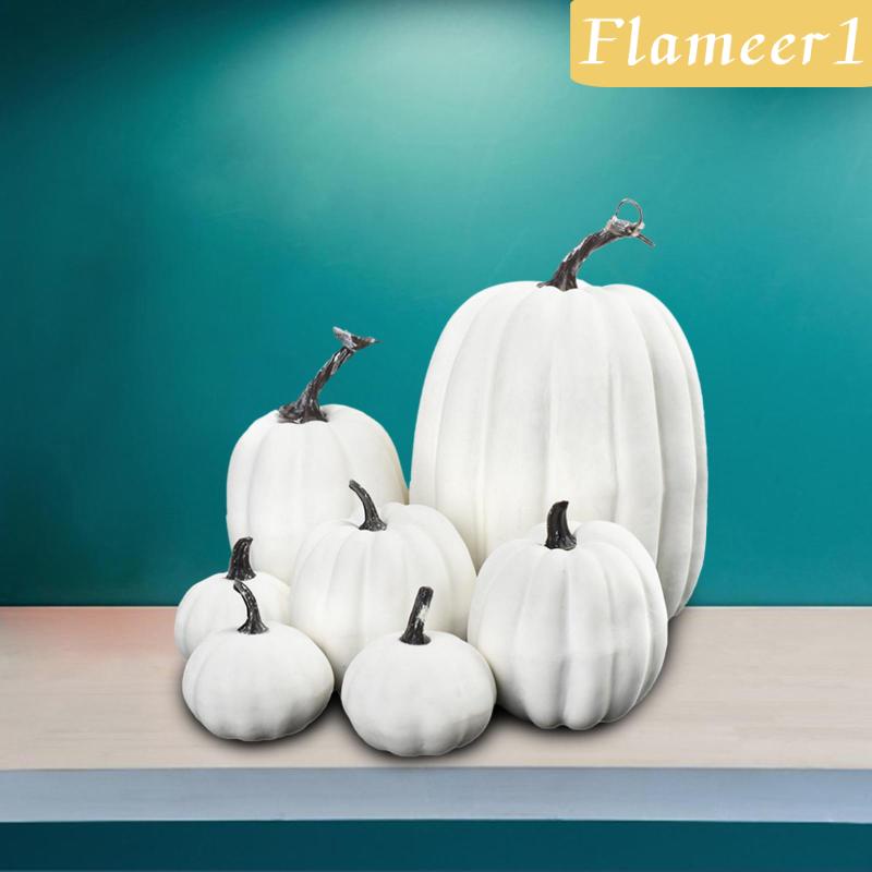 [Flameameer1] 7 Quả Bí Ngô Giả Màu Trắng Trang Trí Trung Tâm Đám Cưới Mùa Thu