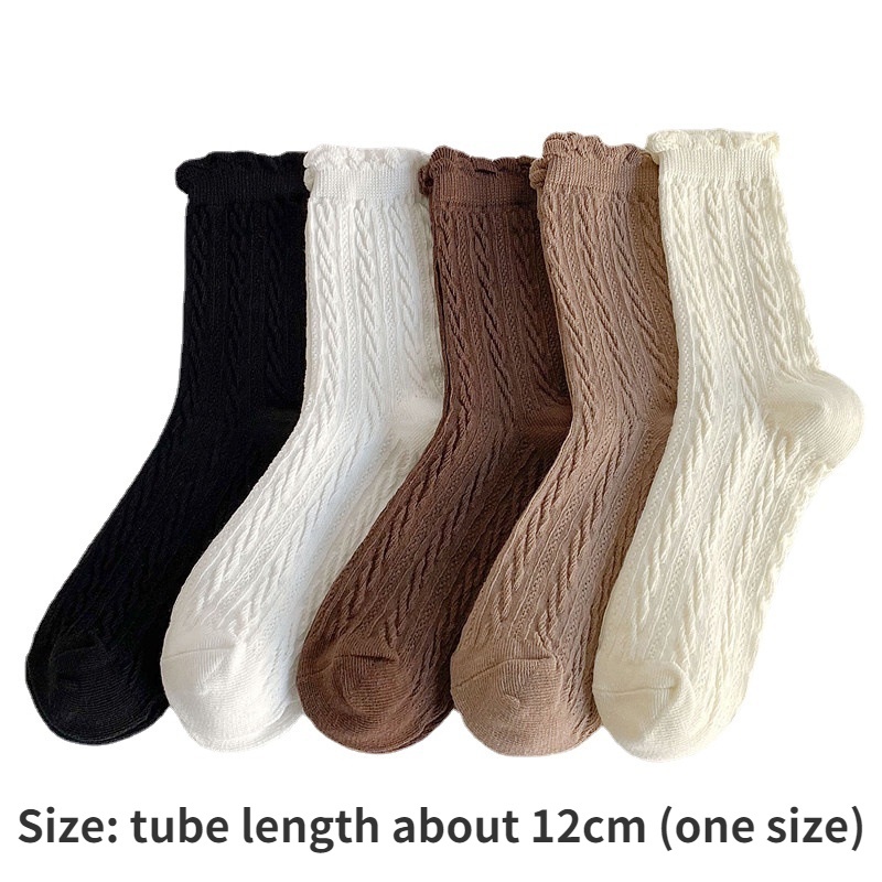 1 Đôi Vớ Cotton Mềm Viền Ren Màu Trơn Phong Cách Lolita Nhật Bản Dễ Thương Khử Mùi Thoáng Khí Dành Cho Bạn Nữ