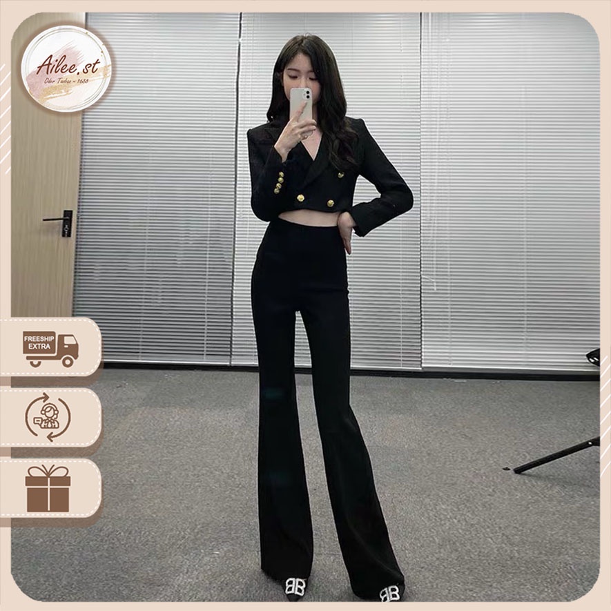QNU 004A2 Quần Za.ra Tăm Ông Loe Nữ Legging Màu Đen Lưng Cao Co Dãn Bốn Chiều Siêu Hách Dáng Thời Trang Nữ Ailee