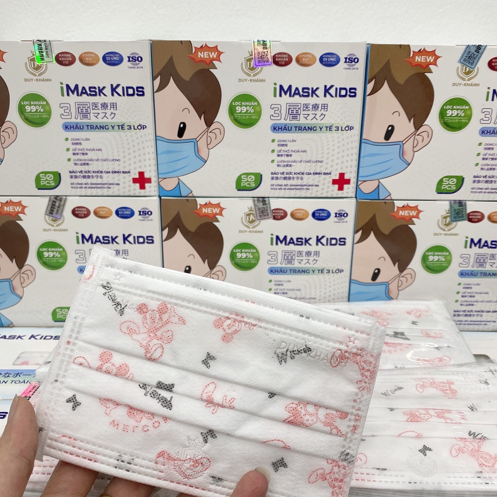 Khẩu trang y tế trẻ em chính hãng cao cấp kháng khuẩn hộp 50 cái Duy Khánh
