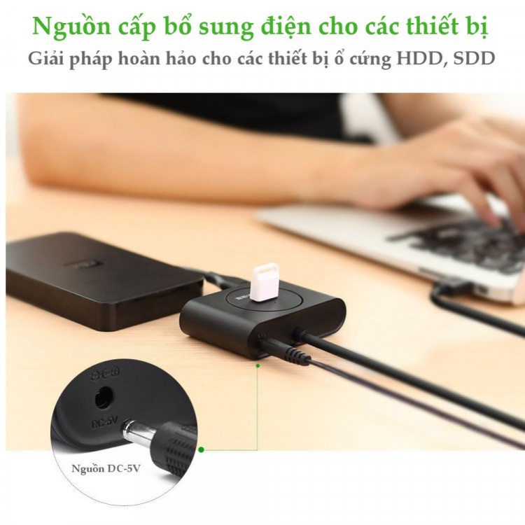 Bộ Chia USB 4 Cổng 3.0 UGREEN 20291 Dây Dài 1m - Hàng Chính hãng