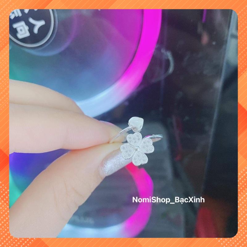Nhẫn 4 lá freesize cao cấp chuẩn bạc Mainomi Shop Bạc Xinh