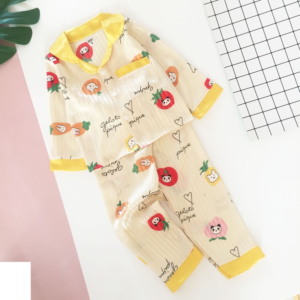 Bộ Ngủ Pijama Dài Tay Bé Gái Chất Lụa Cao Cấp, Họa Tiết Dễ Thương, Bộ Dài Tay Bé Gái Mặc Nhà Namkidshop (V461)