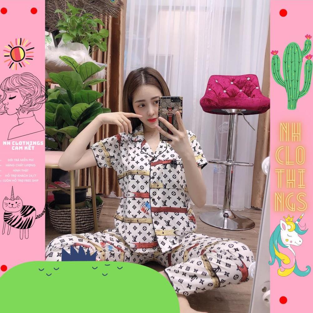 Đồ Ngủ Nữ, Đồ Bộ Pijama, Pijama Lụa, Bộ Đồ Ngủ Tay Ngắn Quần Dài Phối Nơ Túi Lụa Hàn Cao Cấp NH CLOTHINGS