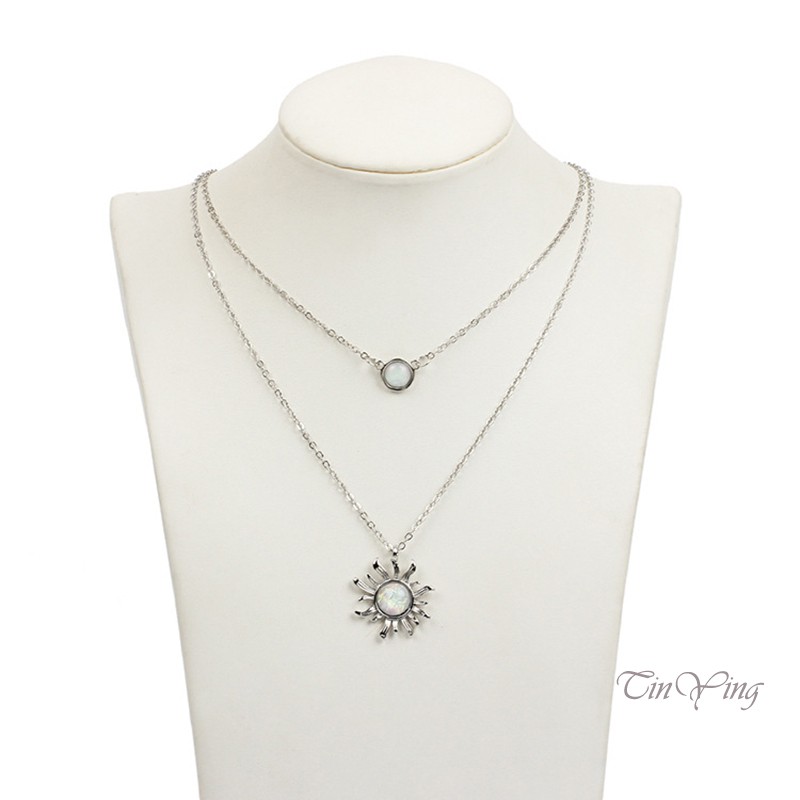 Necklace French Design Sense Multi-Layer Sunflower Women Fashion Clavicle Chain Alloy Material Party Birthday