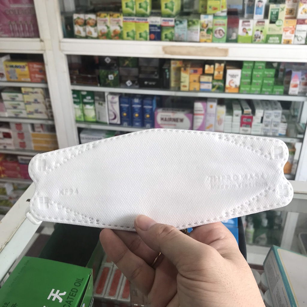 Khẩu trang 4D/ KF94 4 lớp kháng khuẩn cao cấp Màu trắng -Bịch 5 cái  Giá bán lẻ 1 cái