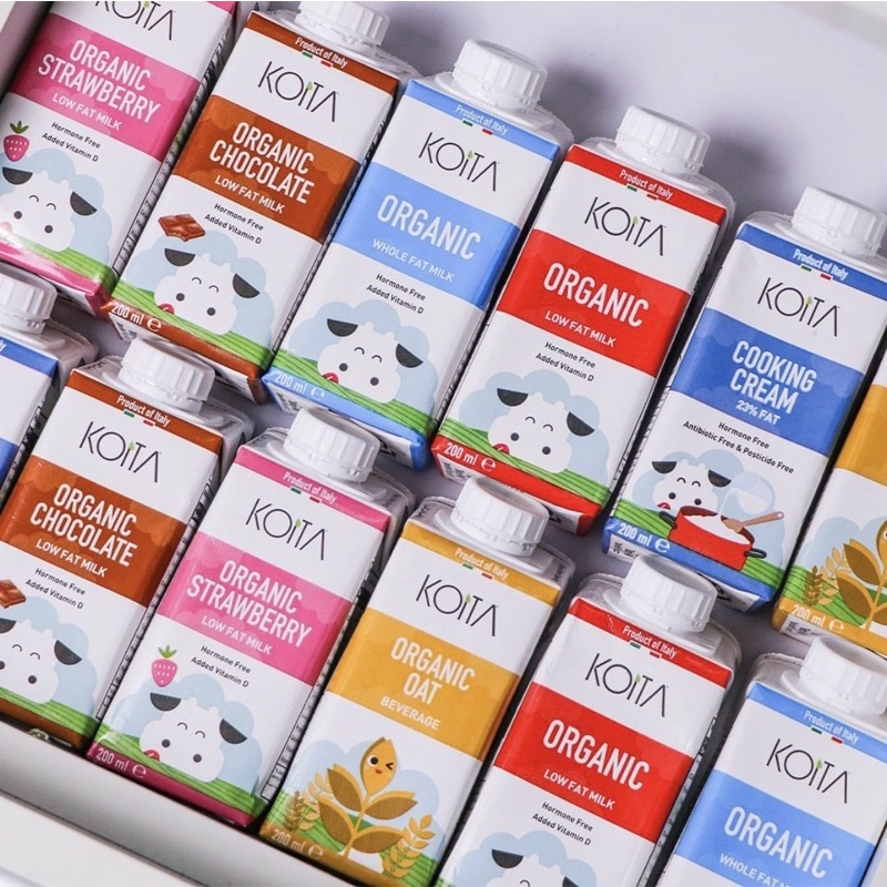 24 hộp sữa tươi hữu cơ Koita 200ml các vị (nguyên kem/ít béo/ không lactose)