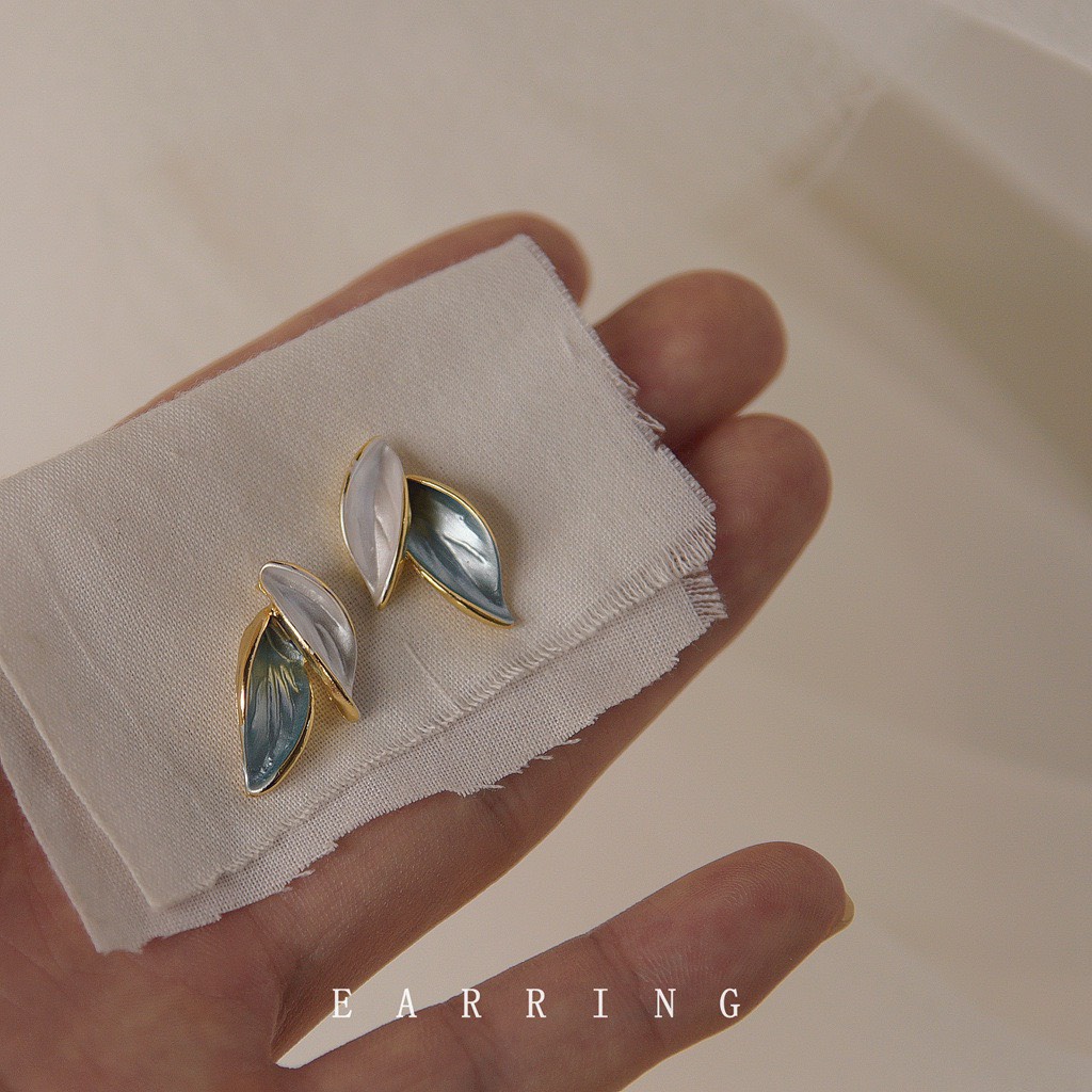 Khuyên tai lá Mạ bạc 925 cao cấp B899