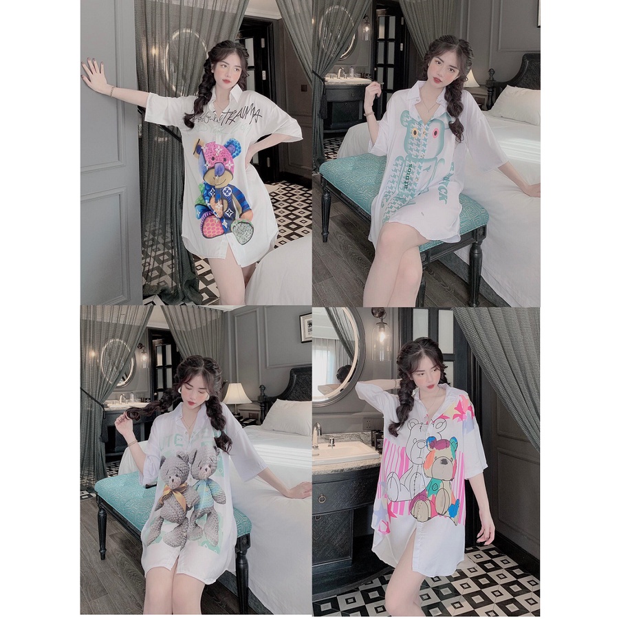 ❤️FREESHIP❤️ Đầm Mặc Nhà Lụa Mềm Mát Dễ Thương Loại 1 Ngắn Tay Lỡ
