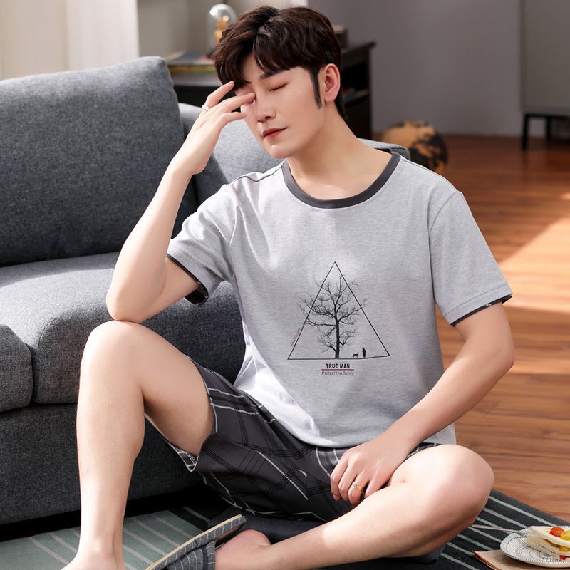 4XL Summer Men's Pajamas Set Pure Cotton Thin Loose Large Size Pajamas Short Sleeve Shorts casual fashion home wear can be worn outside | BigBuy360 - bigbuy360.vn