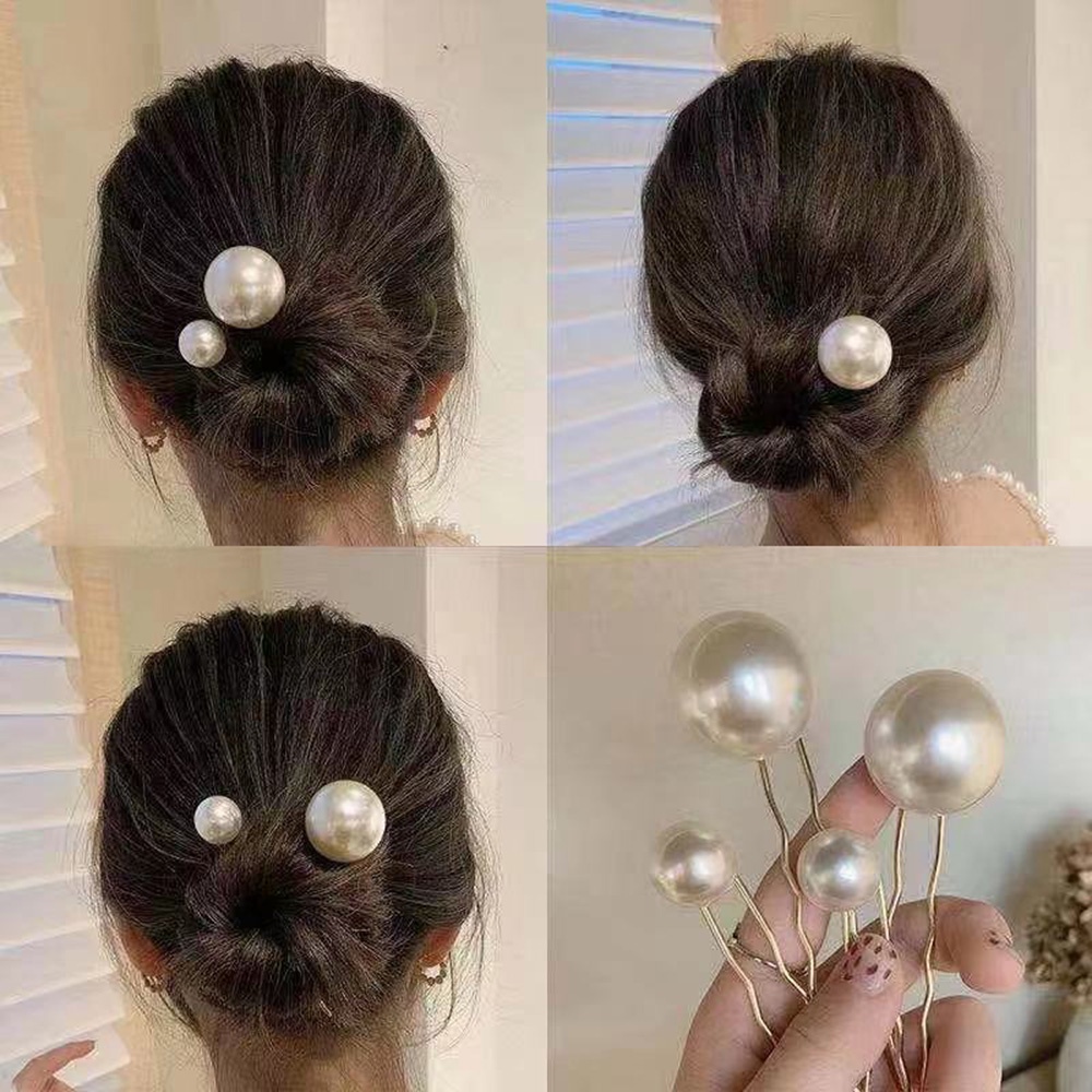 Cài tóc phối ngọc trai giả thiết kế hình chữ U cho nữ