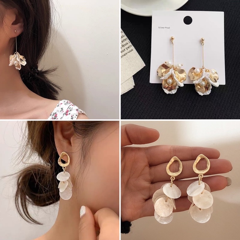 Bông tai hoa rơi đính hạt