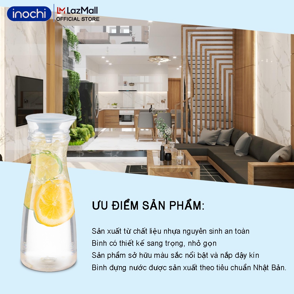 Bình nước Yama inochi 1.2 Lít - Bình nước để bàn  bình nước nhựa nguyên sinh phủ Ag+ kháng khuẩn khử mùi GIÁ SIÊU KM