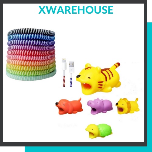 Combo bảo vệ cáp sạc tay nghe chống đứt gãy trang trí siêu dễ thương (1 bảo vệ cáp + 2 dây quấn)