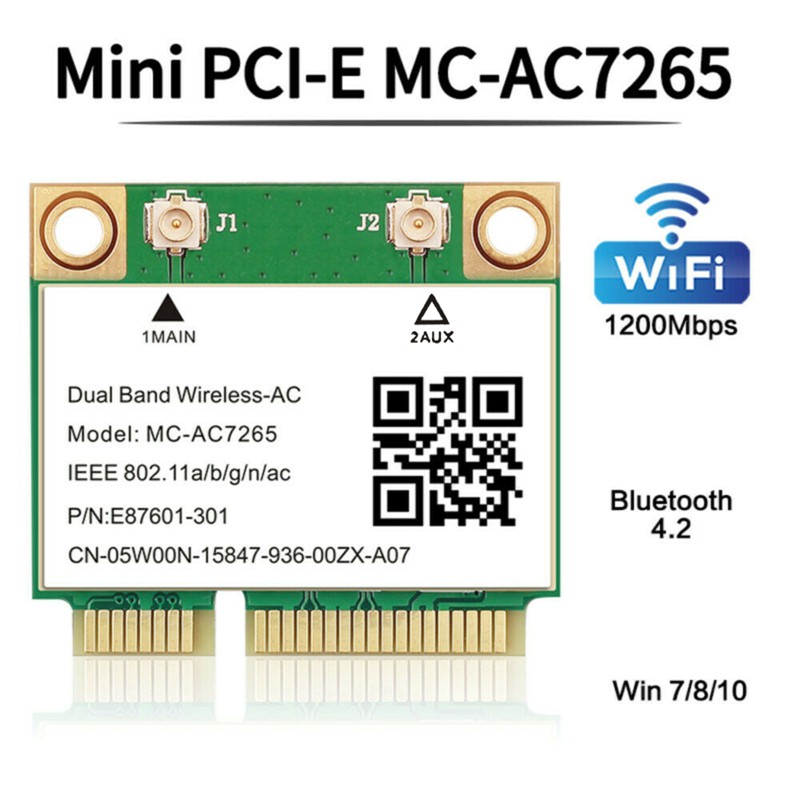 Card Wifi Card Mc-Ac7265 Pci-E Bluetooth 4.2 Cho Win7 Win 8 Win 10 | BigBuy360 - bigbuy360.vn
