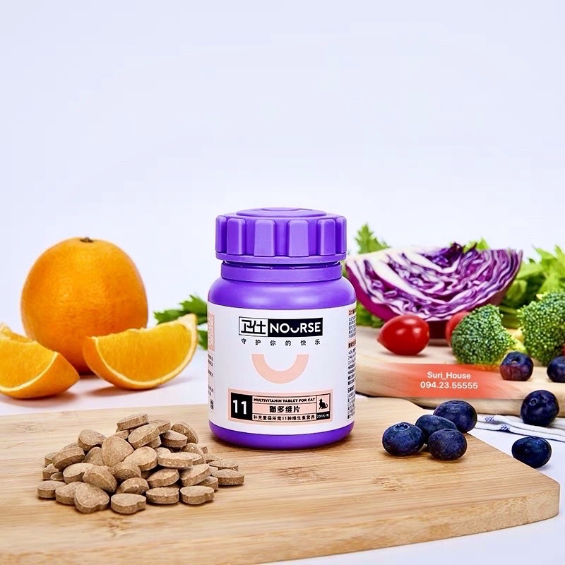 Vitamin cho mèo Nourse 11 và Dưỡng lông cho mèo Nourse 12 bổ sung dinh dưỡng Surica VN11+12
