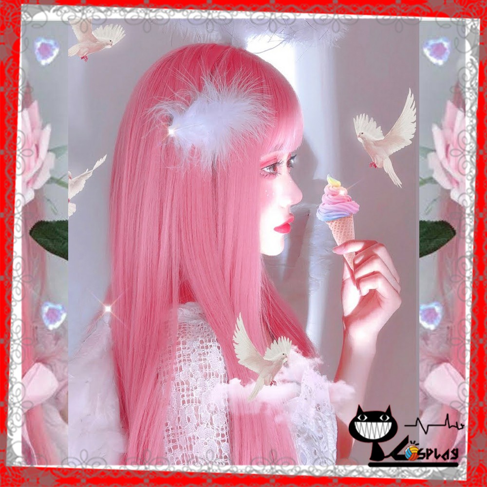 [Sẵn] Wig/Tóc giả siêu yêu màu hồng baby dài thẳng teen/lolita/cosplay B8037T [Miu Cosplay]