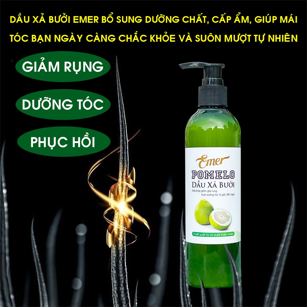 Bộ 3 chai dầu xả bưởi suôn mượt tóc tinh dầu pomelo Emer Garin 300ml x3 hết rụng