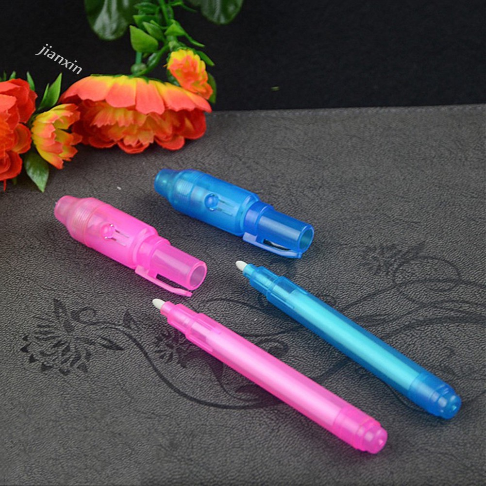 Set 3 bút mực vô hình kiêm mát xa có đèn chống tia uv soi tiền giả đa năng