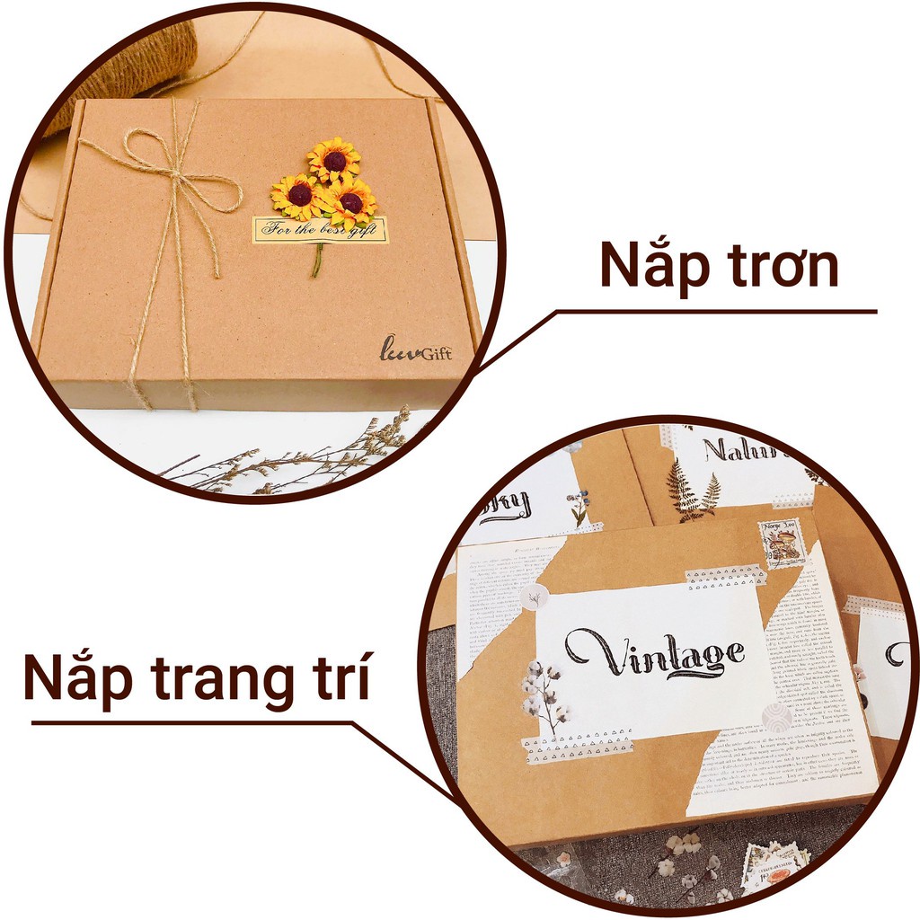 Bộ phụ kiện làm sổ Bullet Journal Vintage - set quà tặng Binder sổ còng Klong, sticker, washi tape, hộp kraft