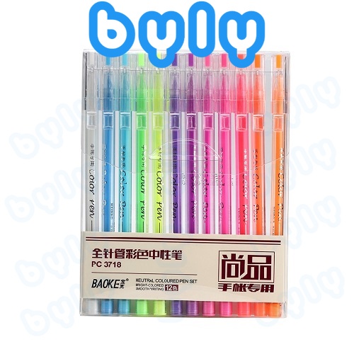 Bộ 12 bút Color Pen - Bút mực Gel 12 màu Neon Baoke PC3718