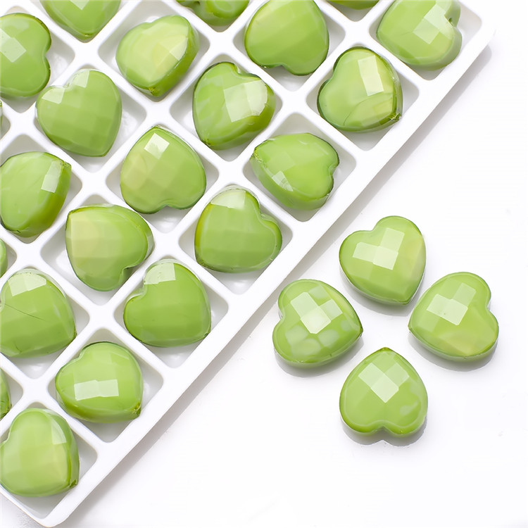 Set 10 Mặt Dây Chuyền Hình Trái Tim Bằng Kính 16mm Nhiều Màu Sắc