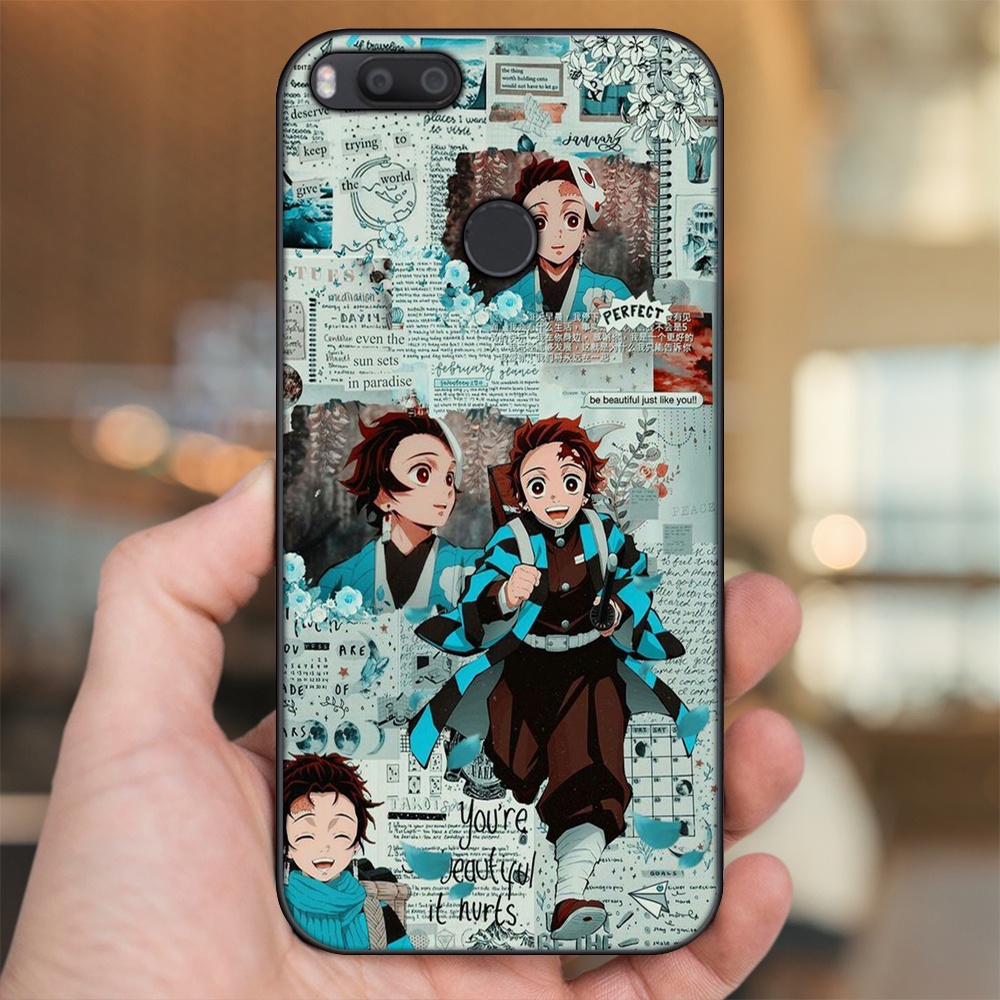 Ốp lưng Xiaomi Mi A1, Mi 5X viền đen in hình Tanjiro Kimetsu No Yaiba