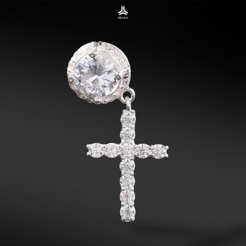 Khuyên tai bạc nam, nữ HeliSilver Ethereal Cross S925 KTB270
