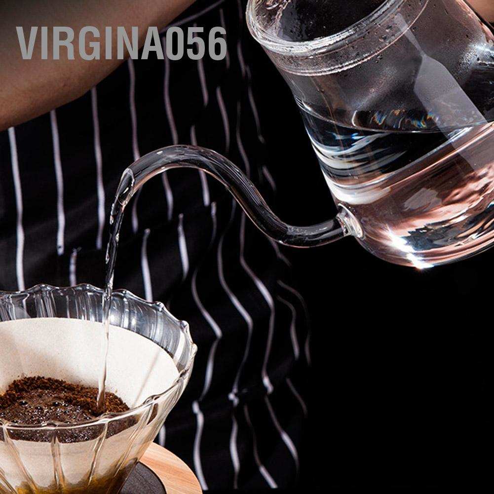 Hot DealsThickened Glass Gooseneck Kettle Tea Pour Over Coffee Dripper 600MLSpot ExpressVirgina056