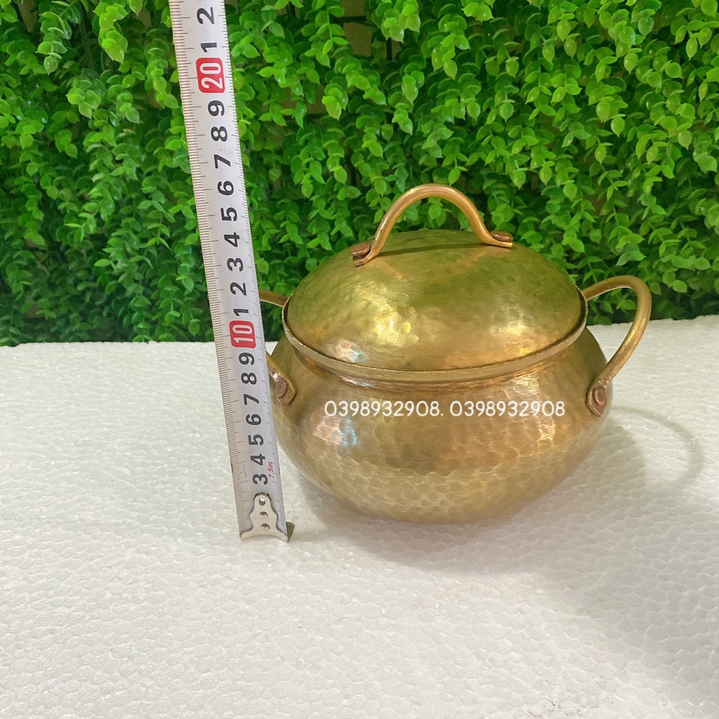 NỒI ĐỒNG 16 x 17 x 14 cm nặng 600 gr  CHẤT LIỆU BẰNG ĐỒNG 100%