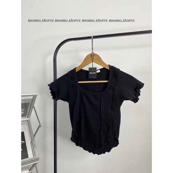 Áo croptop thun hoạ tiết viền năng động