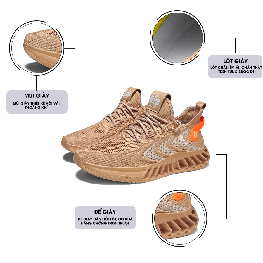Giày Thể Thao Nam GEMI - Giày Sneaker Màu Trắng - Kaki, Giày Thể Thao Phong Chạy Nhảy, Đi Chơi - G5135