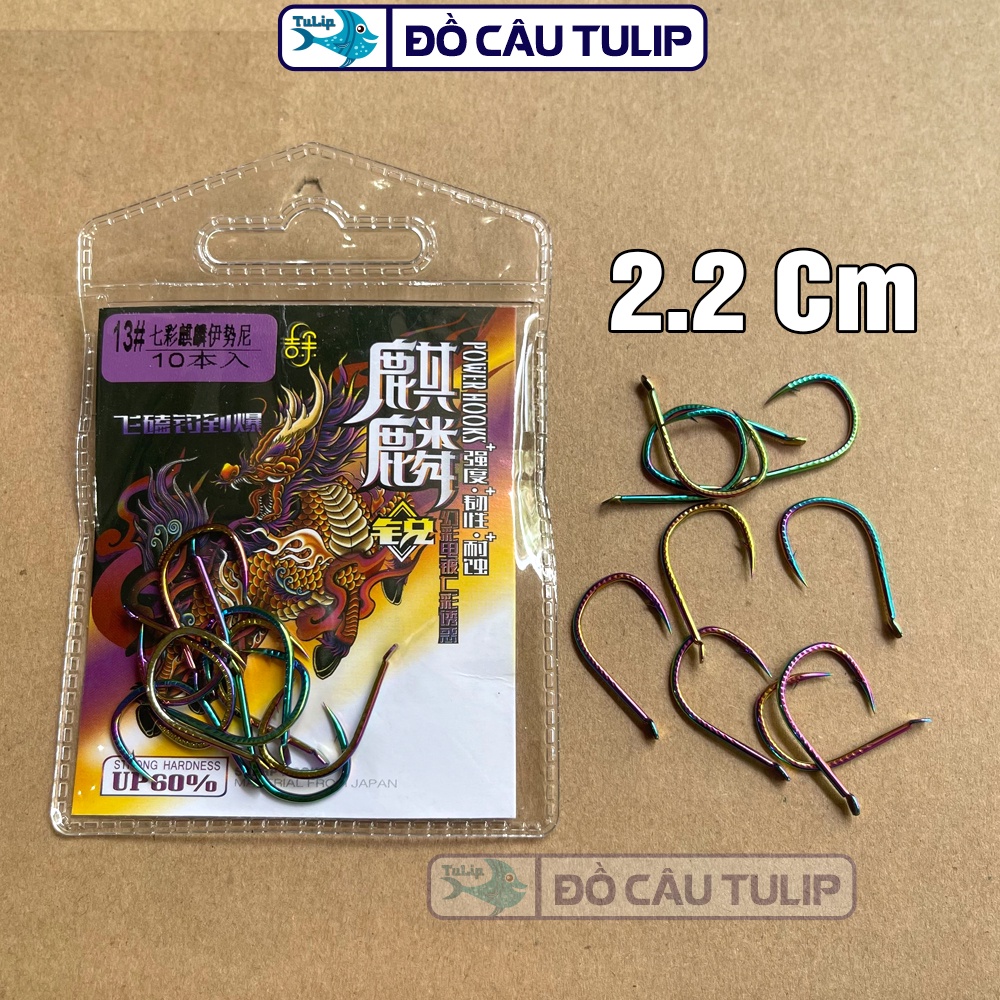 Lưỡi Câu Cá MẠ TITAN 7 Màu Vảy Rồng Có Ngạnh [10 LƯỠI] - Lưỡi Câu Cá Lóc, Chép, Cá Tra,.. Lưỡi Câu Cá Siêu Bén TULIP