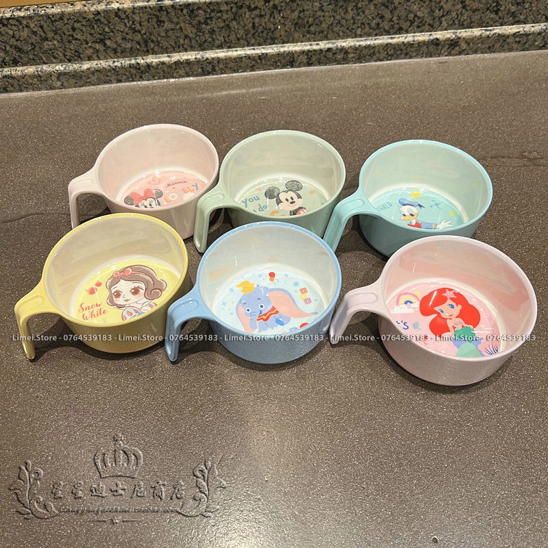 Chén ăn dặm melamine quai cầm tay Disney Mickey Minnie Ariel Dumbo Donald cho bé