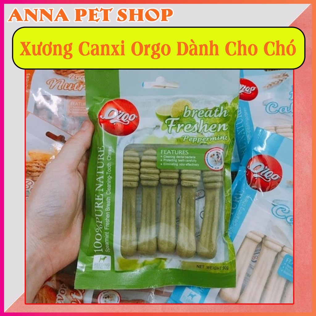 Xương bổ sung canxi orgo cho chó gặm sạch răng - 90gr vị trà xanh