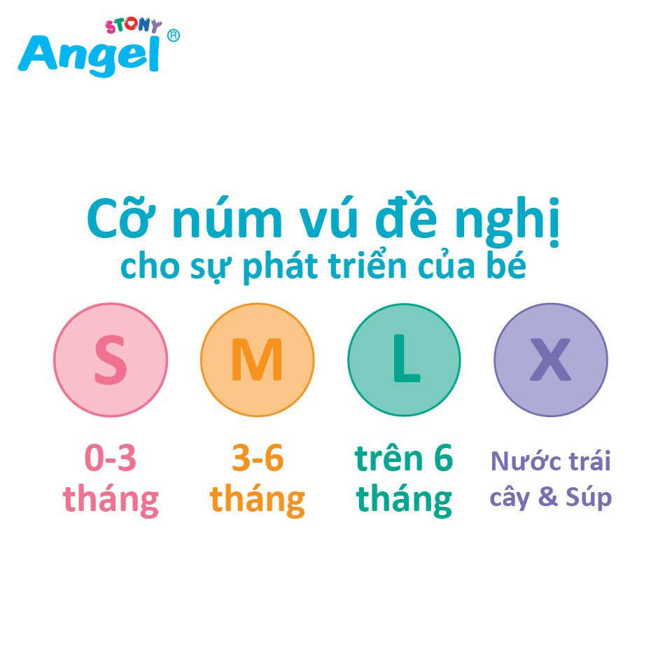 Bộ 3 núm vú Angel size S/M/L/X