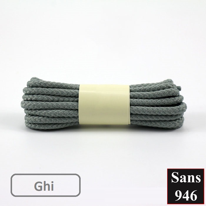 Dây giày boot tròn to 4.5mm Sans946 cotton dù đen nâu trắng be xám cột buộc giầy thể thao cao cổ bốt nam nữ shoe laces