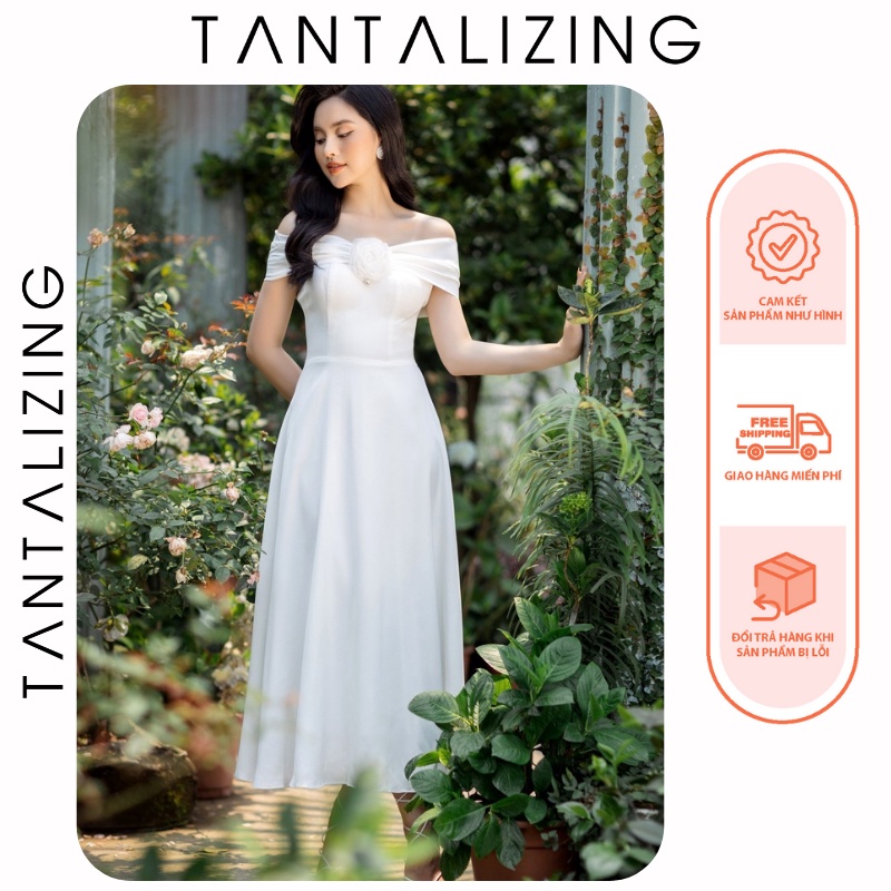 Váy đi tiệc Camellia Dress trắng tinh khôi | Tantalizing Design