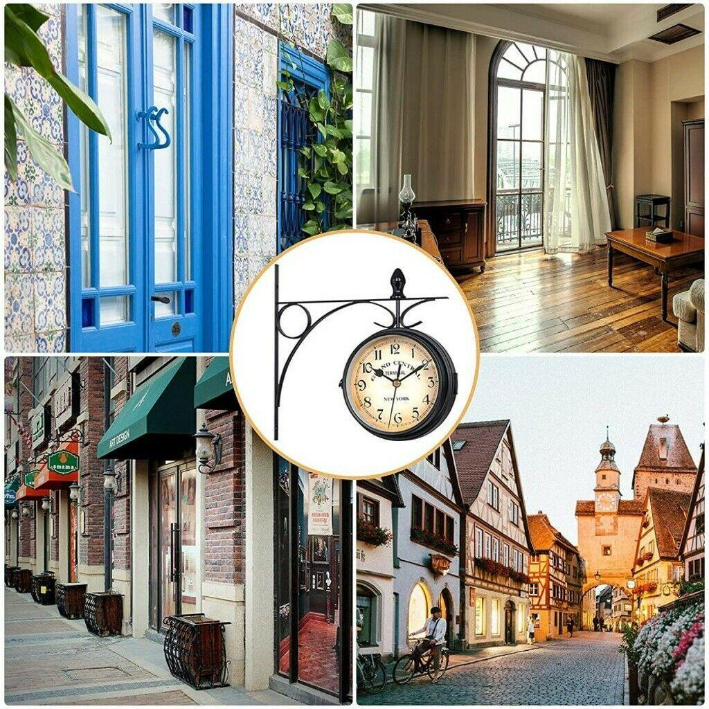 LEISURE Đồng Hồ Treo Tường Thiết Kế Hai Mặt Phong Cách Retro Độc Đáo
