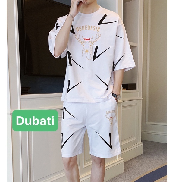 ĐỒ BỘ THỂ THAO NAM, SET ĐỒ BỘ HỌA TIẾT ĐẦU NAI CHẤT VẢI MỊN THOÀNG MÁT- DUBATI FASHION