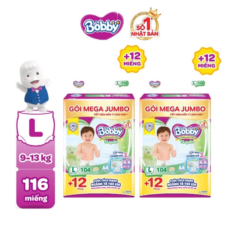 Tả quần Bobby Mega Jumbo M120/L04/XL92/XXL84