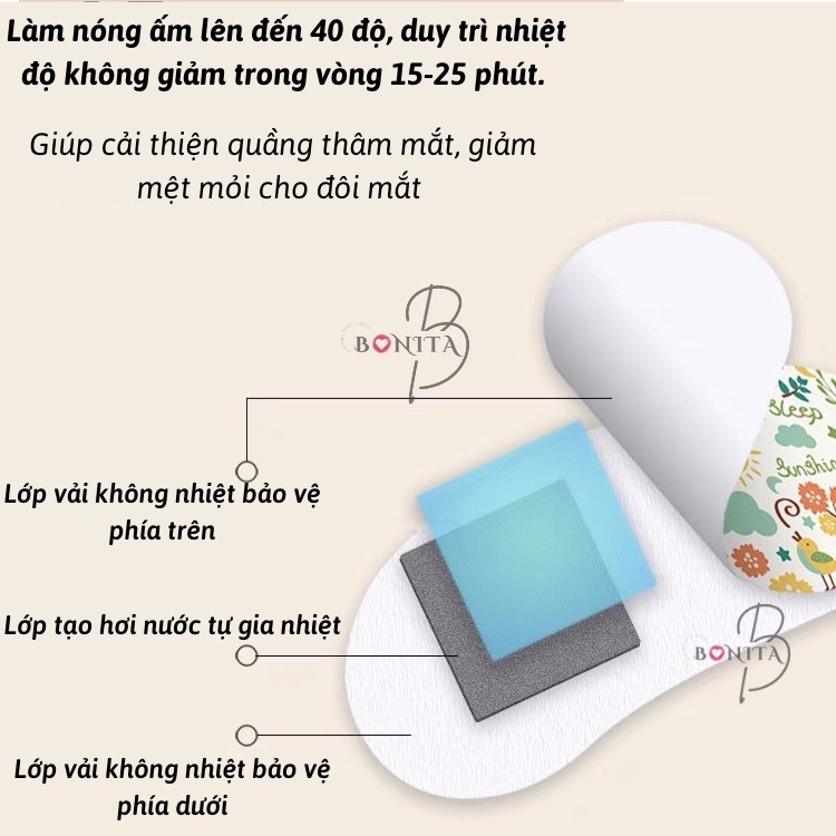 Mặt nạ chườm nóng mắt xông hơi nóng cho vùng mắt cute nội địa Trung