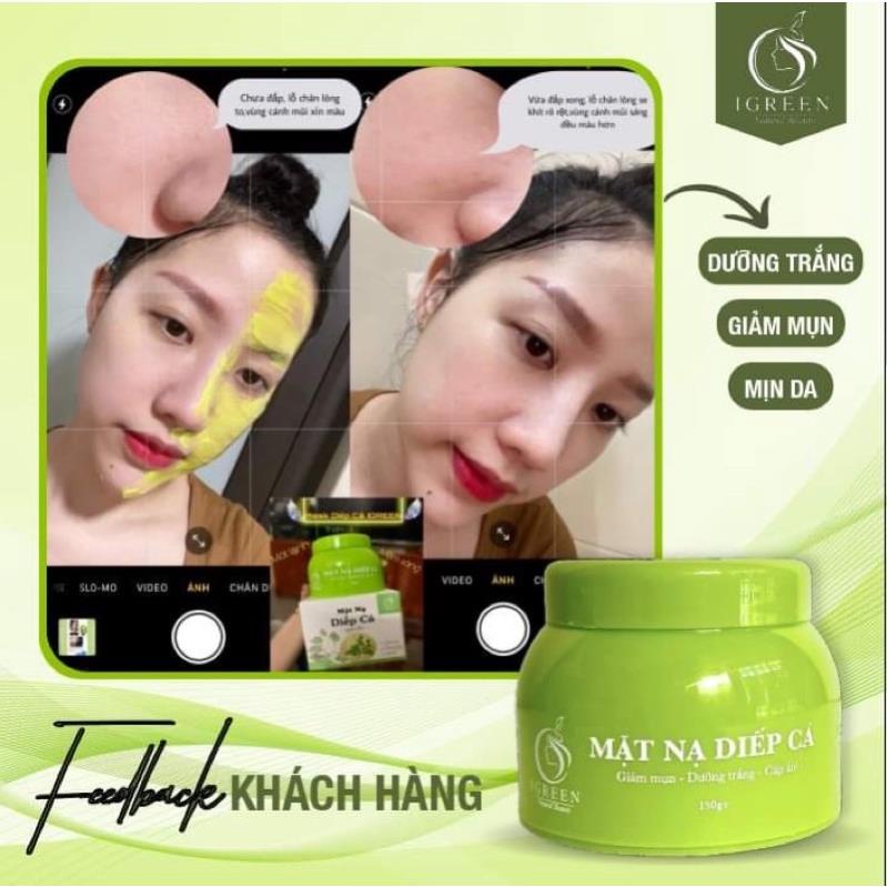 Mặt nạ diếp cá igreen, mặt nạ diếp cá 150gr giảm mụn, se khít lỗ chân lông dưỡng trắng cấp ẩm giúp da trắng sáng