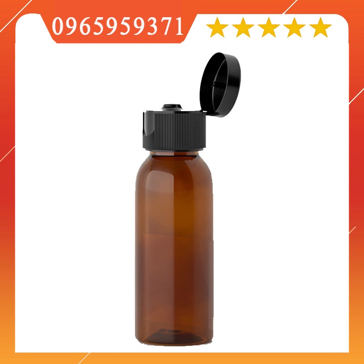 Chai nhựa nâu nắp bật, chai chiết mỹ phảm, dung dịch 50ml