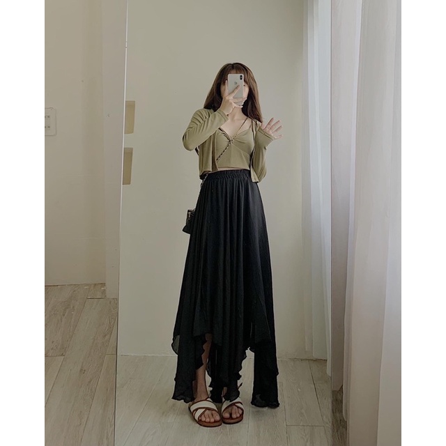 Set áo cardigan kèm áo 2 dây dáng croptop 244