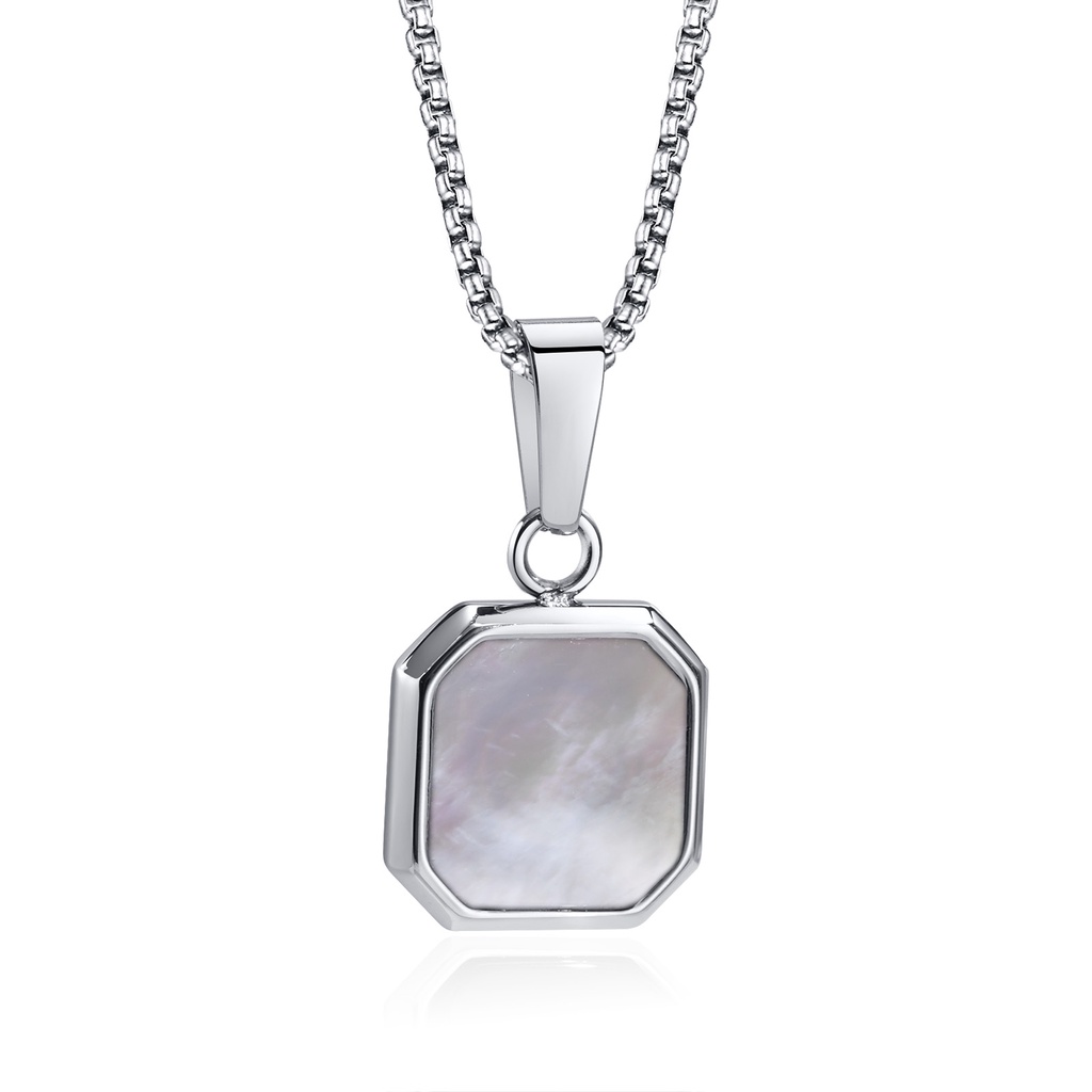 Vnox Vòng cổ Mặt Vỏ Sò Vuông 15mm Thời Trang Cho Nam